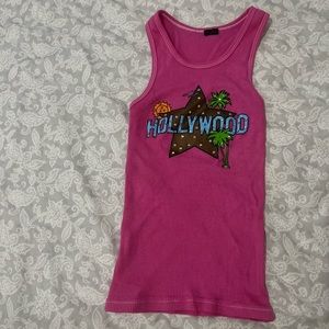 Pink Hollywood tank top 🎥 brand new. All gems intact 💎 Size: XS, S